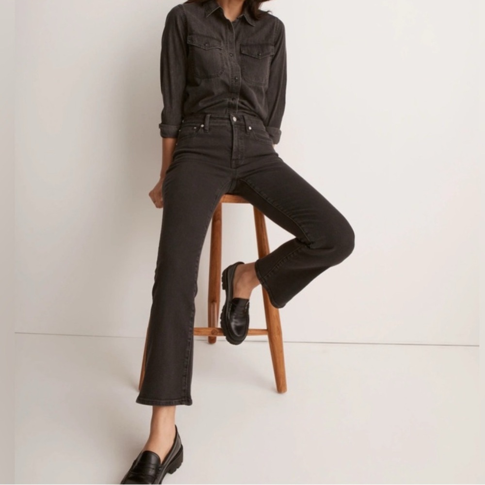 NWT Madewell Mid-Rise Kick Out Crop Black Jeans